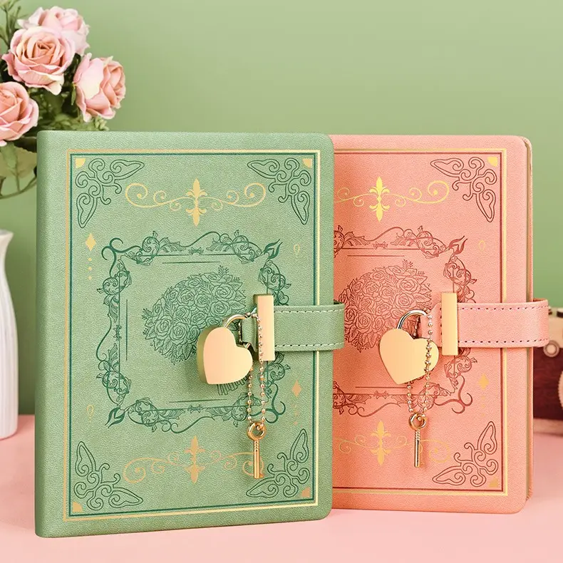 New Stylish B6 288-Page Notebook with Metal Heart-Shaped Lock, Vintage Diary With Thicker Pages, Perfect Gift for Girl
