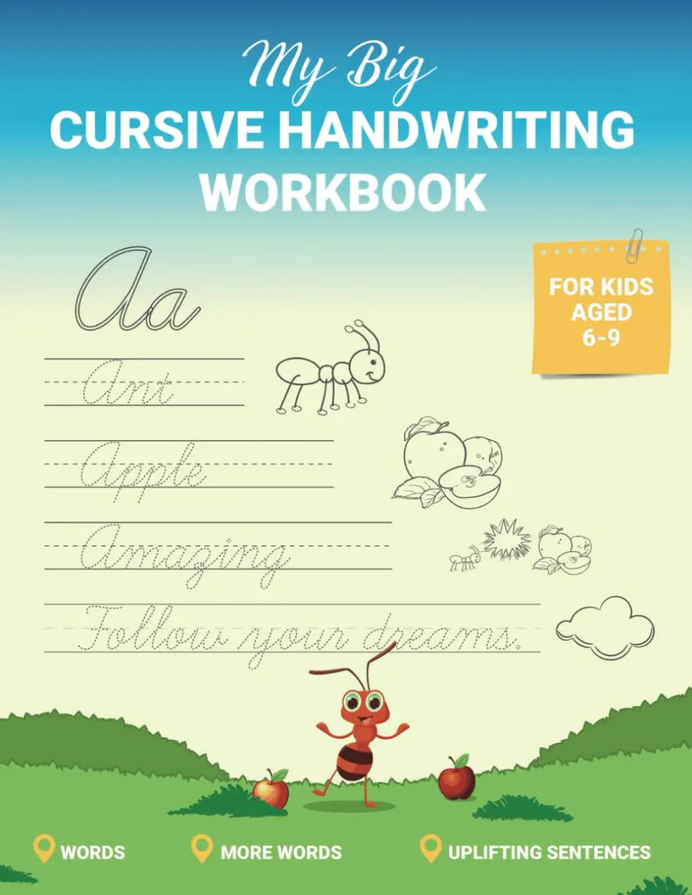 My Big Cursive Handwriting Workbook: A Large Tracing Notebook (8.5 x 11 inches) for Children and Beginners to Learn Words and Penmanship