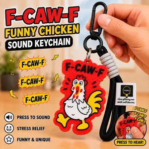 F-CAW-F Funny Chicken sound Keychain, Press to Sound, 3D Printed Keychain, Fidget  Humorous, Gift