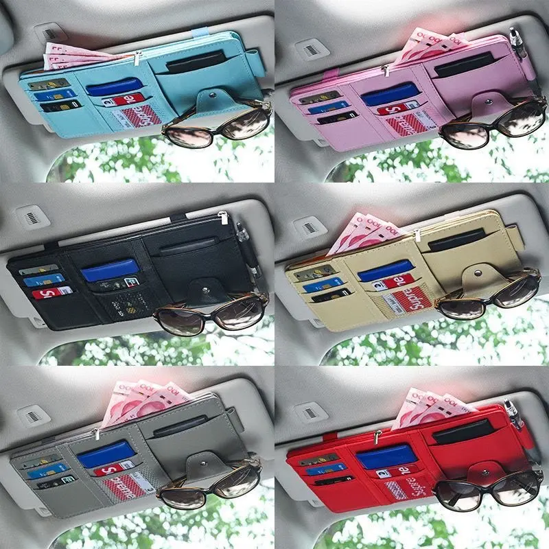 Car suCar sun visor storage accessory in faux leather