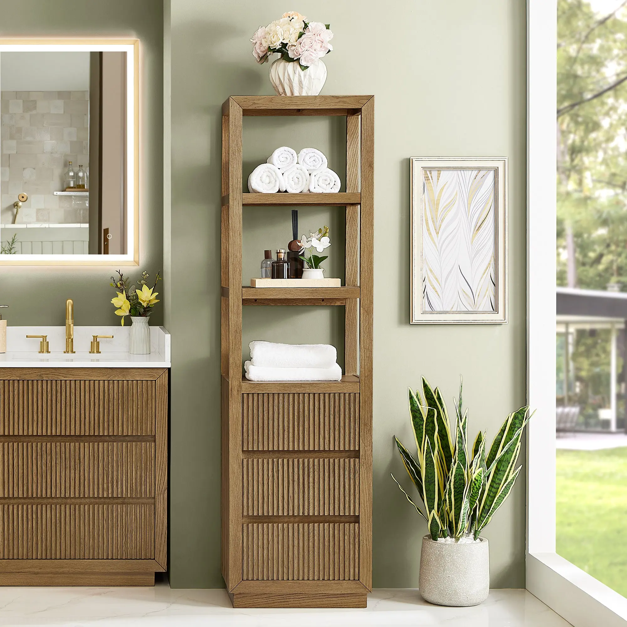 Navan 20" Freestanding Linen Cabinet in Weathered Brown
