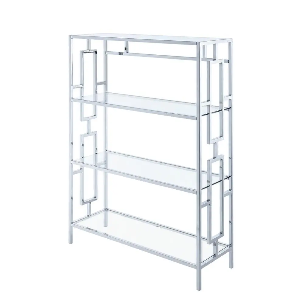 Clear Glass 4-Tier Bookcase with Sleek Contemporary Style