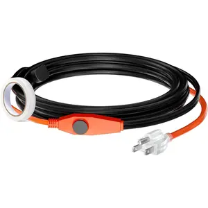 VEVOR Pipe Heating Cable, 12FT 7W/FT Heat Tape for Pipes with Built-in Thermostat, Water Pipe Heat Cable Protects PVC Hose, Metal and Plastic Pipe from Freezing