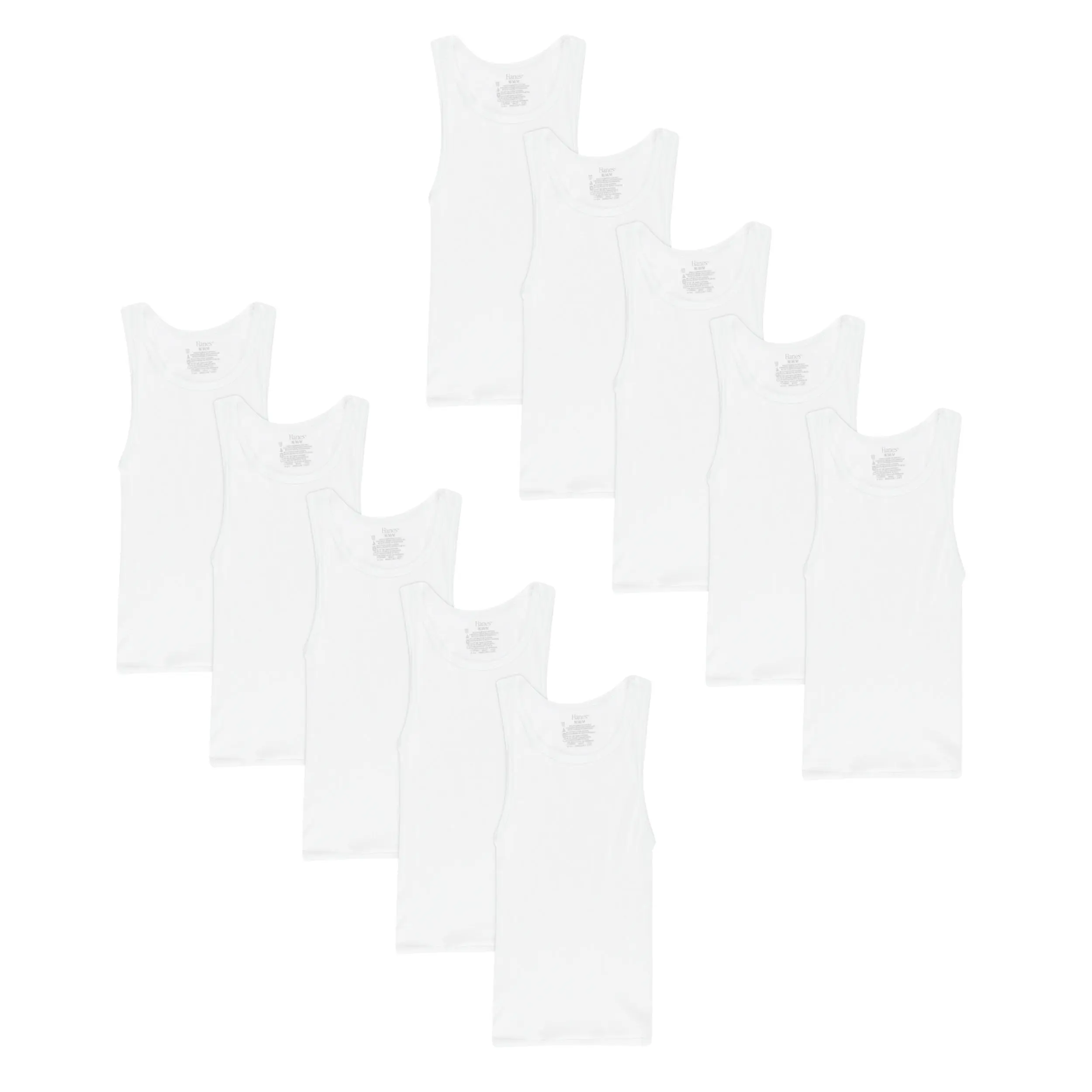 Hanes Boys' Undershirt Tank Top Pack, 10-Pack, Moisture-Wicking Hanes Boys' Undershirt Tank Top Pack, 10-Pack, Moisture-Wicking
