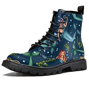 USED-MAPOLO Boots for Women Cute Mermaid Print Women's High Top Boots Outdoor Sneakers Custom Shoes Slip Resistant Warm Snow Boot by JOHANN CHRISTIAN BAC (Unknown)