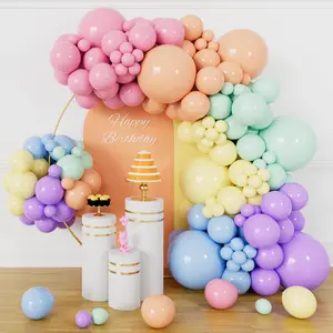 114PCS Pastel Rainbow Balloon Arch Kit with 5, 12, 18 Inch Assorted Colors for Party Decorations