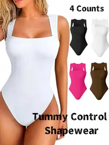 Women's Shapewear Bodysuit, Comfortable Casual Tummy Control & Butt Lifting, Daily Wear Compression Shirt, Knitted Slimming Fitness, Lady