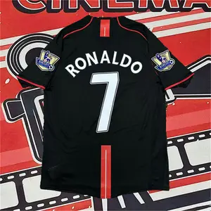 2007 2008 Away Retro Black No.7 Ronaldo Short Sleeved Soccer Jersey