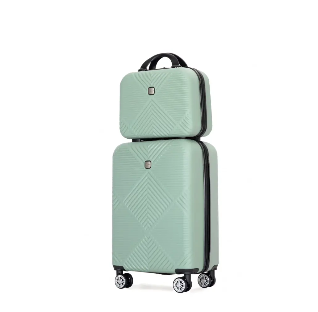 Luggage Sets 2 Piece Suitcase Set (14/20/)Hardside Suitcase with Spinner Wheels Lightweight Carry On Luggage(Olive Green)