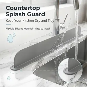 Silicone Countertop Splash Guard,Waterproof Kitchen Sink Splash Strip. A drill-free, easy-to-install splash barrier designed specifically for kitchen countertops and sink edges to keep surfaces dry and tidy.