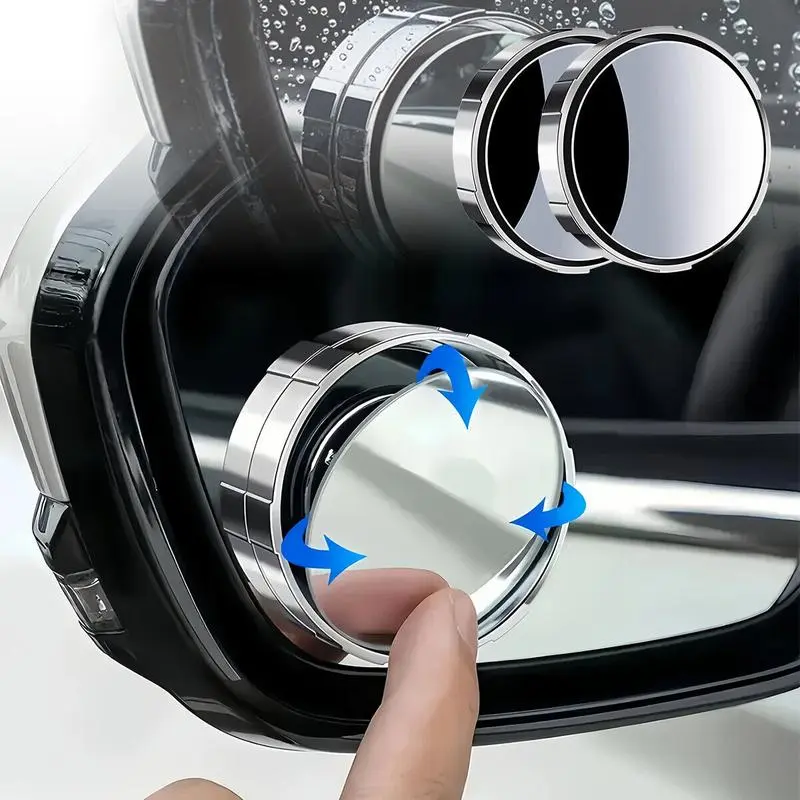 2PCS Round HD Glass Convex Rear View Mirror with Frame, 360 Wide Angle Side View Mirror Accessories with Self Adhesive Back for Car, SUV and Trucks, Black tiktok shop