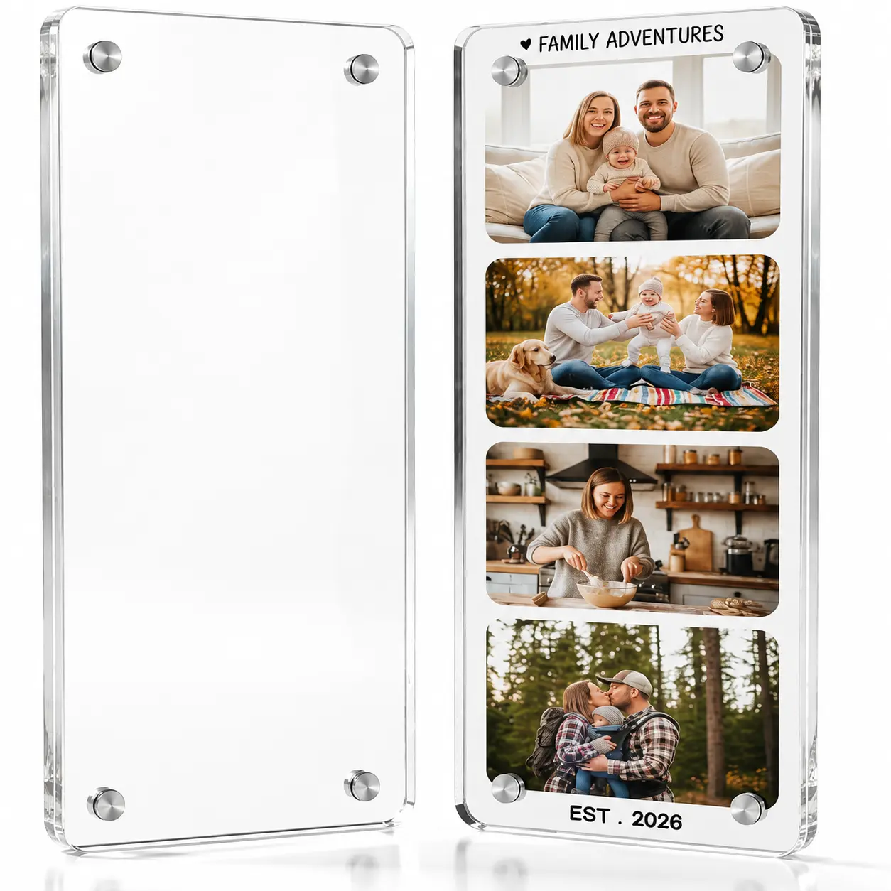 2PCS Acrylic Magnetic Picture Frame for Fridge, 6*2 Inch, Instax Mini Photo Holder for Polaroid & Instant Photos, Clear Magnetic Fridge Photo Frame, Photo Display Holder for Home Decor