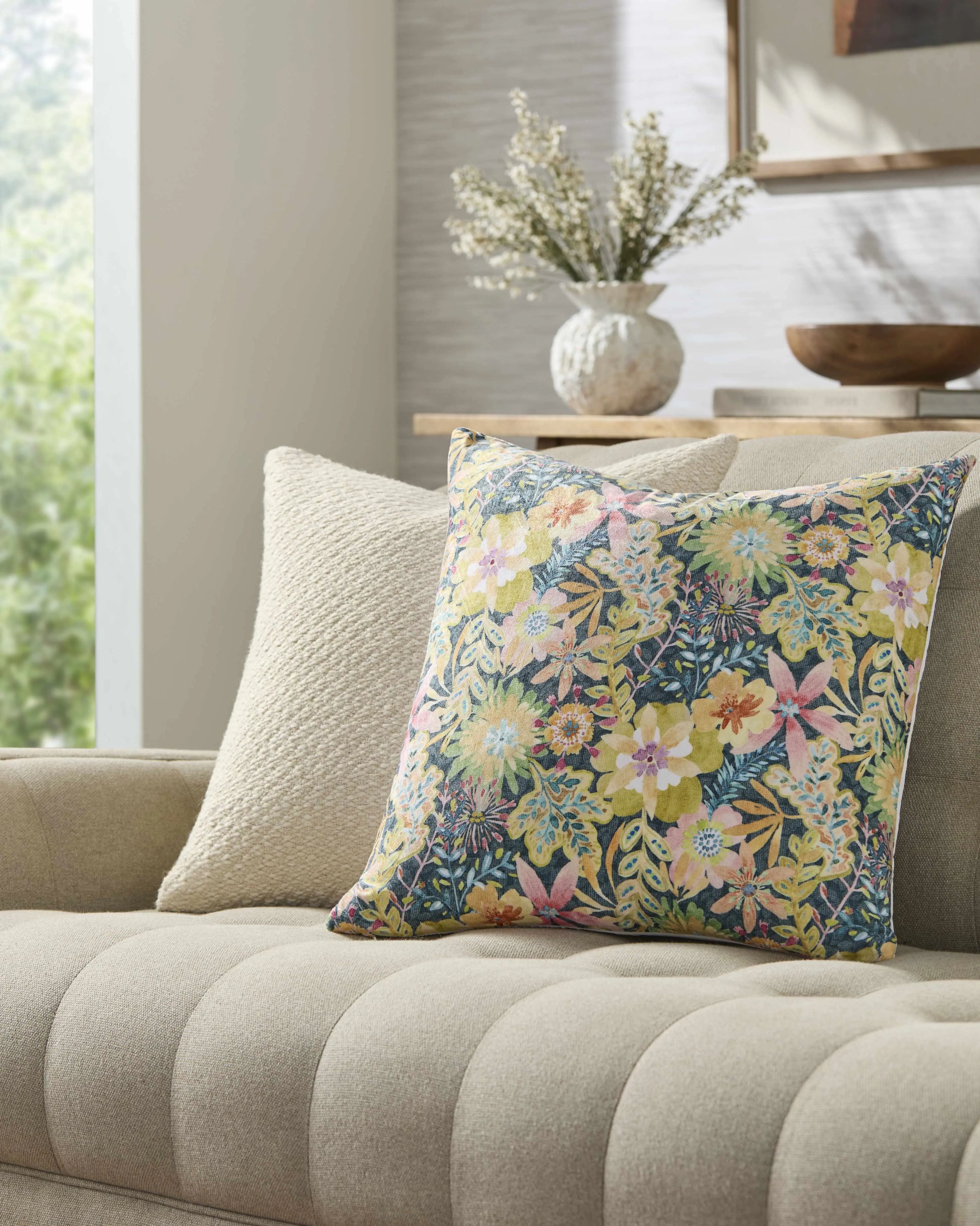 Amithi Light Yellow Throw Pillow, Decorative Soft Furnishing for Room Decor