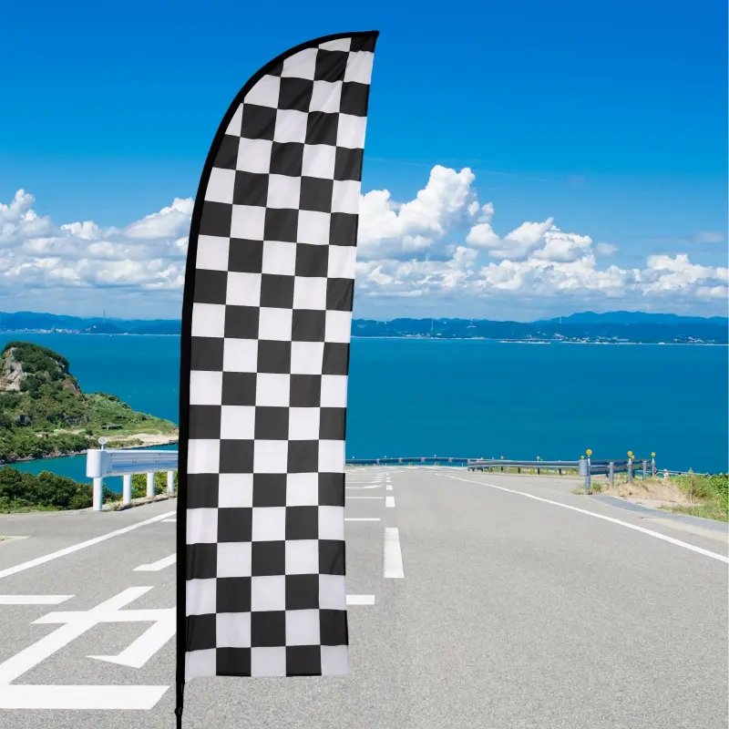 Plaid 1-Piece Patterned Feather Flag - Heavy-Duty Polyester Banner, High Color Fastness, Long-Lasting, 100% Bleed Mirror Print Reverse Side, Multiple Designs for Home, Festive Party & Club Supplies