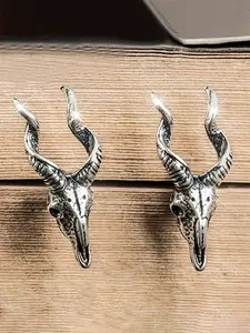 1 Pair Elegant Goat Head Stud Earrings Punk Style Animal Antelope For Men For Party Jewelry Hip Hop Accessories Ear Studs