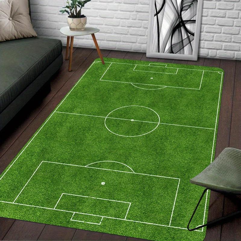 1pc Football Field Area Mat Large Size Sports Court Printed Play Mat Spring/Summer Season Outdoor Theme, Fade-Resistant Home Decor Living Room Bedroom Floor Mat Game Console Home Decoration Teen's Room Decorative Mat