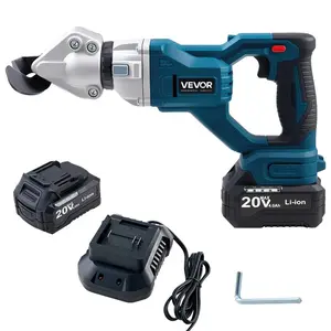 summervibes VEVOR Metal Shear, Cordless Sheet Metal Cutter with 360-Degree Pivoting Head, Double Blades, 110VAC 20VDC, Cuts 18 GA Galvanized Steel, 20 GA Stainless Steel, Aluminum, Plastic, Cardboard, 2800SPM, Metal Cutting Tool, Steel Blades
