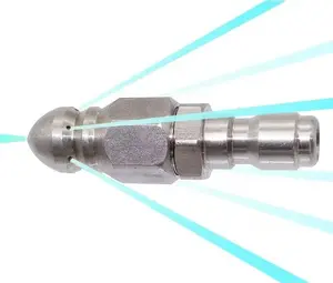 "1 Front 6 Rear Water Jetting Nozzle Set – Stainless Steel 1/4'' Quick Connect Sewer Pipe Cleaning Rotating Spray Nozzle"