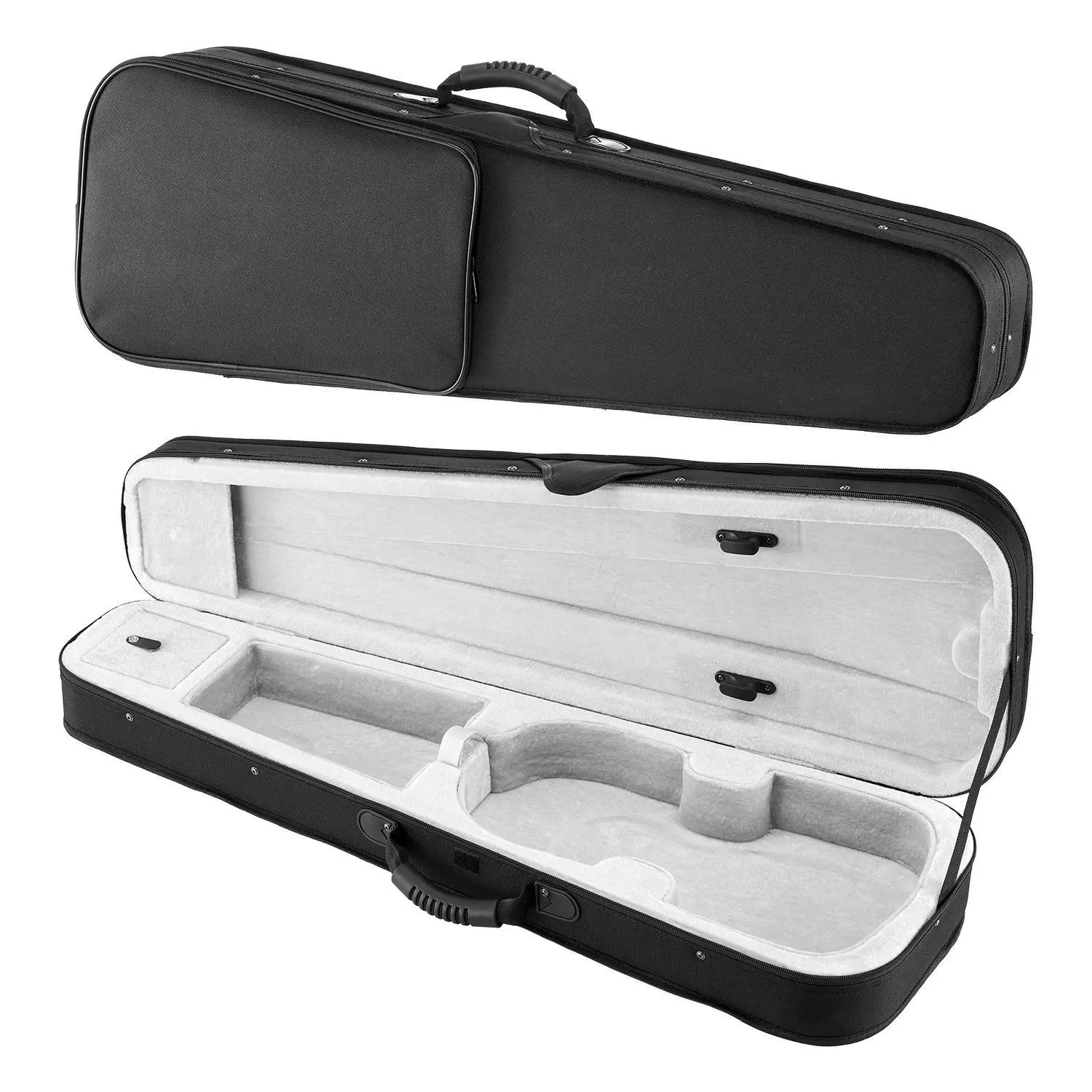 【Summerfinds】VEVOR 4/4 Full Size Violin Case, Nylon Waterproof 0.9 kg/2.1 lbs Lightweight Portable Travel Bag, Plush Lining, Dual Shoulder Backpack Straps, Anti-Scratch, Professional Triangular Shape, Built-In Neck Holder, Black