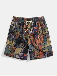 Men's All Over Print Drawstring Waist Shorts, Lightweight Printed Shorts, Regular Fit Casual Comfy Shorts for Summer, Men's Bottoms for Beach Vacation, Hawaiian Printed Shorts, Casual Fashionable Shorts
