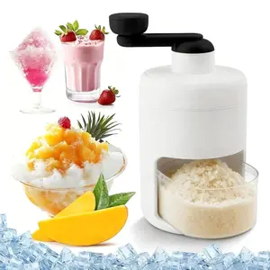 Ice Shaver and Snow Cone Machine, Crushed Ice Maker, Shaved Ice Machine, Rotary Ice Shaver Manual, Stainless Steel Blade, Quick Labor-Saving Handle, Safe Stable Suction Base, Home Using Snow Cone Machine for All Ice Cubes
