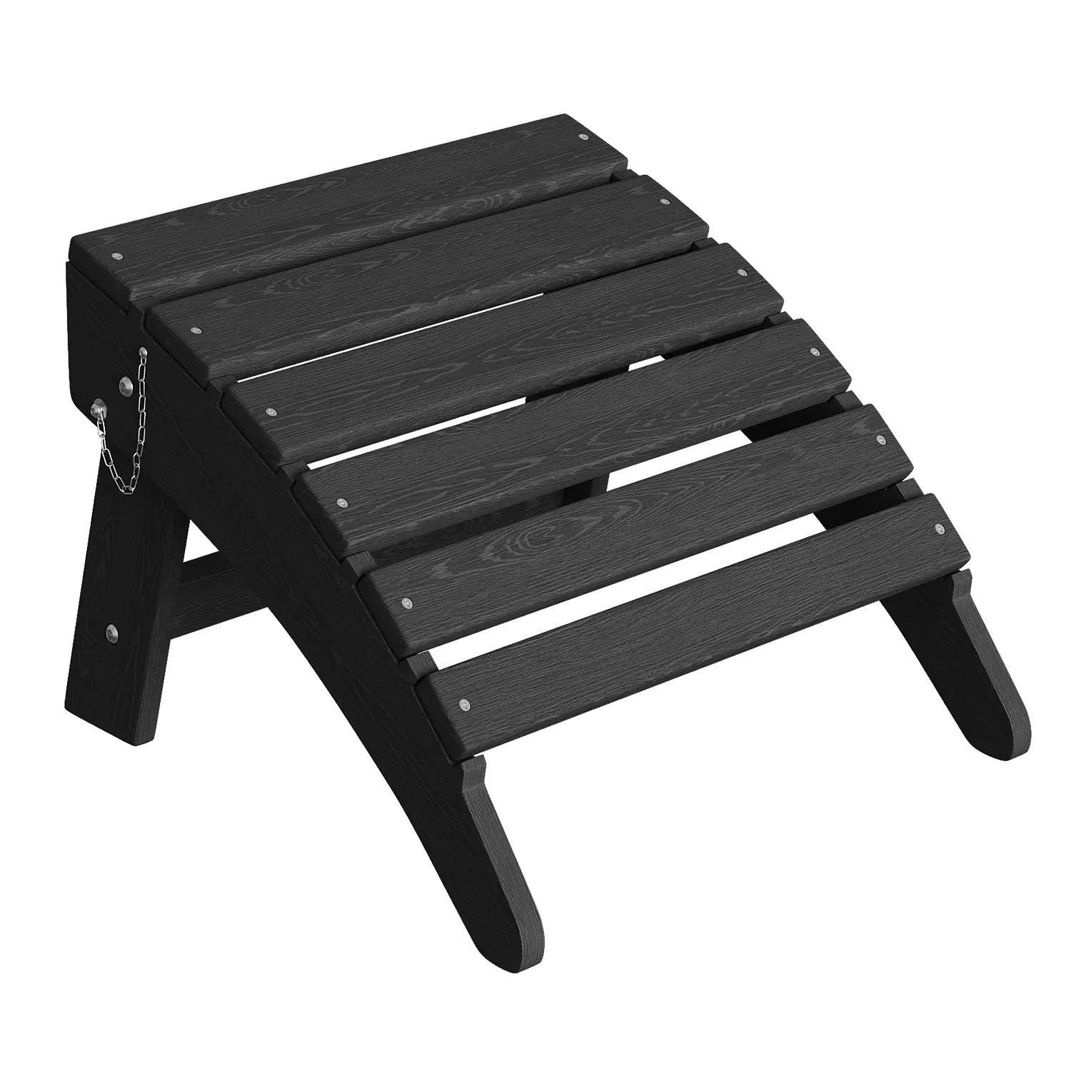 HDPE All-Weather Folding Adirondack Ottoman - Space-Saving, Easy-to-Clean, Classic Black 1pc Outdoor Footrest - Patio, Deck Compatible with Adirondack Chair