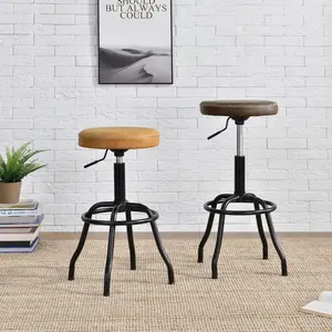New Pacific Direct Eaton PU Leather Gaslift Backless Swivel Bar Stool 9300042-238