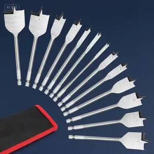13-Piece SAE Spade Drill Bit Set for Woodworking, Flat Paddle Bits with Storage Pouch, Durable High-Speed Steel Construction, Precision Ground Tips for Smooth Drilling, Ideal for DIY Projects and Professional Use hand tool