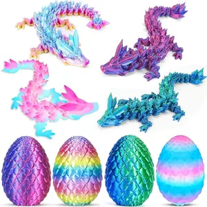 4PCS 3D Printed Dragon Eggs with Dragon Inside, Prefilled Easter Eggs with Toys for Kids 3D Printing Crystal Dragon Animals Easter Basket Stuffers and Essentials Dragon Gifts for Boys Girls