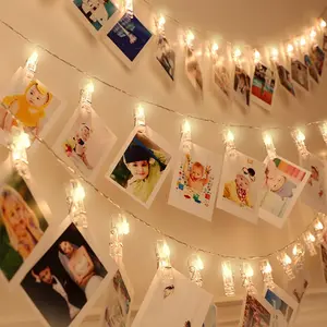 50/100LEDs Photo Clips String Light, 16/33Ft Warm White Fairy Light with 50 Clear Clips, Copper Wire String Light Hanging picture, Bedroom Party Decor