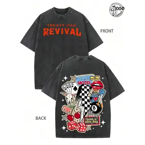 2026 New 100% Cotton Unisex Vintage Washed Tee, Retro Graphic Oversized T-Shirt, Fashion Streetwear