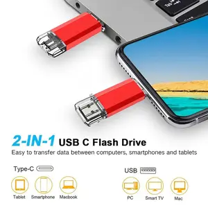 2 in 1 Type-C OTG USB Flash Drive 128GB 64GB 32GB 16GB 8GB High Speed Pendrive Dual Interface Memory Stick