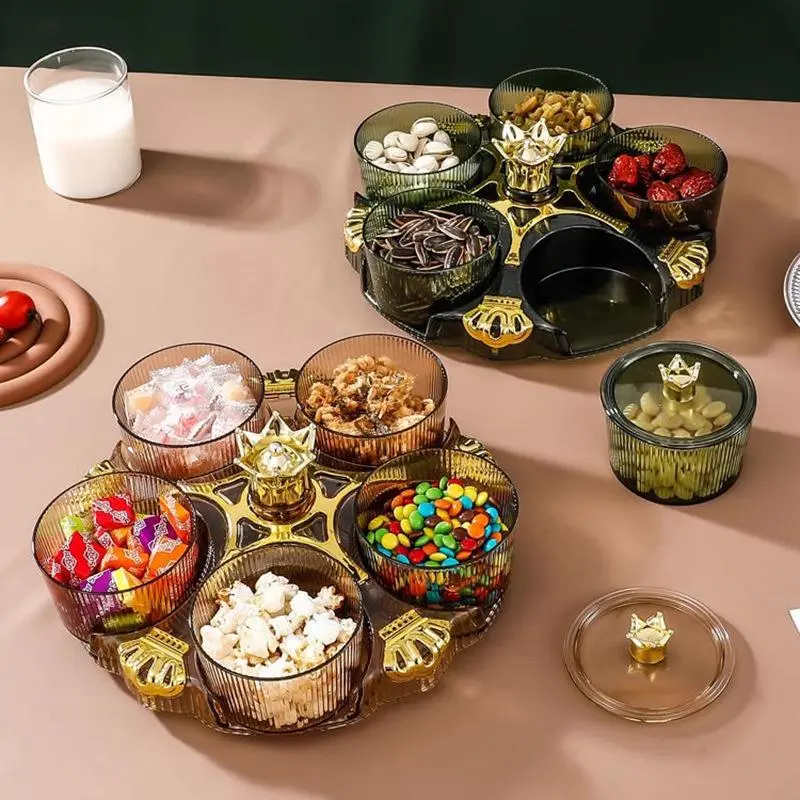 360 Degree Rotating Candy Tray, Multi-layer Fruit Tray, Snack Tray, Dried Fruit Tray, Kitchen Utensils & Gadgets, Multipurpose Food Organizer, Reusable Containers, Food Storage Organizer, Food Treat Container
