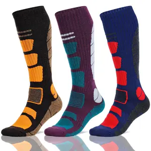 Knee High Ski Socks for Men & Women - 3 Pairs Winter Warm Wool Snowboarding Socks