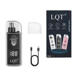 LQT Rechargeable Nose & Ear Hair Trimmer for Men, USB-C Electric Nose Hair Remover with LCD Display, Painless Dual Edge Blade Grooming Tool