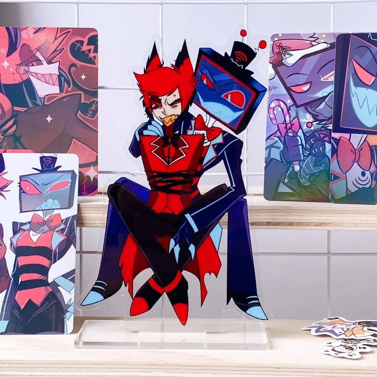 Hazbin Hotel Alastor and Vox Abstract Plush Doll Gift Box Set | Acrylic Standee, Keychain & Character Mug, Anime Fan Collectible Present