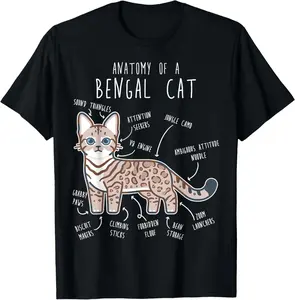 Snow Bengal Cat Seal Lynx Anatomy, Funny Cute Pet Mom Dad T-Shirt