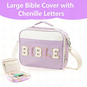 Quilted Floral Bible Bag Aesthetic Scripture Carrying Case with Handle & Front Pocket