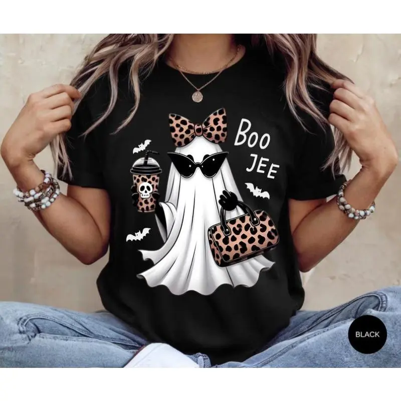 Boo-Jee Ghost Shirt Leopard Ghost Tee Ghost Coffee Shirt Funny Fall Shirt Ghost Tee Girly Halloween Gift Boojee Shirt