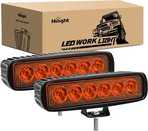 Nilight 6 inch Amber Led Light Bar 2PCS 18W Spot Driving Fog Single Row Off Road Boat Lights for Trucks SUV ATV UTV Golf Cart