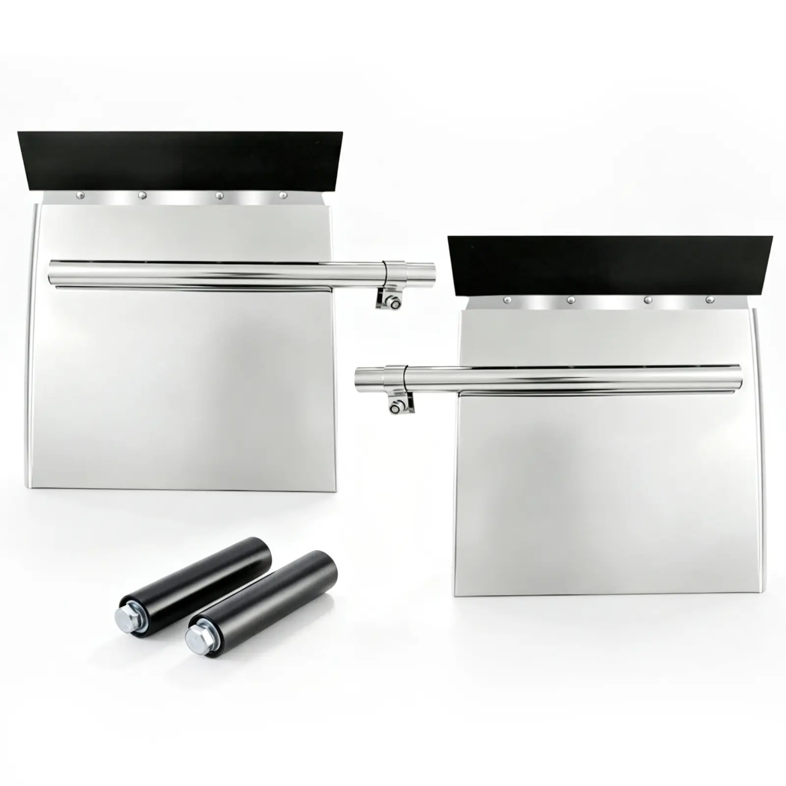 24-in Stainless Steel Quarter Fenders, 2PCS Heavy-Duty Universal Single Bolt Mounting Brackets for Semi Trucks, Mack & Kenworth Vehicles