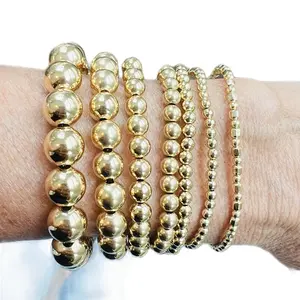 Waterproof Bead Stretch Bracelets made of 14KT Gold Filled