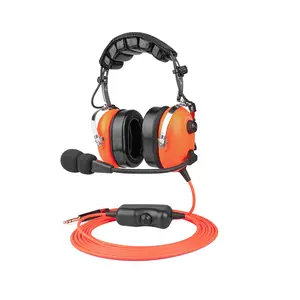 Aviation Airport Ground Communication Headset with Noise Cancelling Mic, PTT button, Comfortable Ear Pads