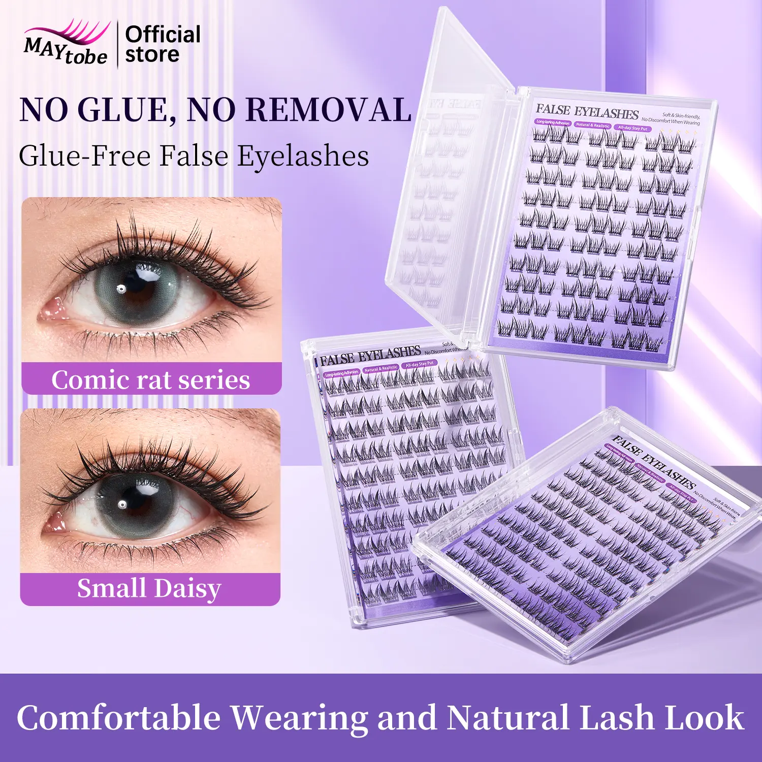 MAYTOBE Self-Adhesive Lash Clusters, C-Curl False Eyelashes Kit with Tweezers, No Glue Needed Individual Lash Extensions for Daily Makeup, 60/80/90/100 Pcs, 100Pcs, 60/80/90/100Pcs
