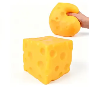 Squishy Cheese Block - Yellow Moldable Fidget Toy with Squeeze Feature, Perfect for Play and Relaxation