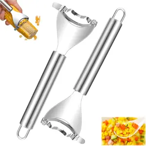 2 Counts Corn Peeler, Stainless Steel Corn Stripper Tool for Efficient Corn Kernel Removal