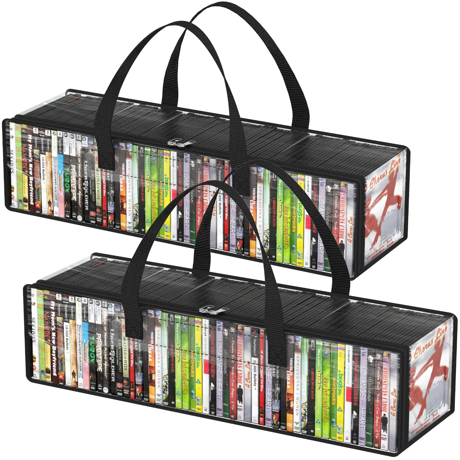 Lifewit CD Storage Bags - Clear PVC Plastic DVD Organizer with Carrying Handles, Fits 50/35 DVDs, Portable Room Storage - Versatile Use - Fitting