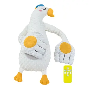 Baby Sleep Aid Stuffed Duck Doll with Soothing Patting Music & Red Bean Hot Compress for Infants Newborn Calming Toy