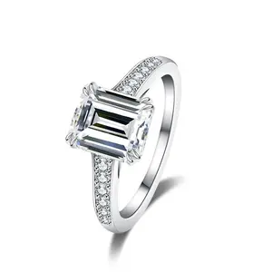 【D1】4-5CT Synthetic Moissanite Rectangular Facet Cut Rings-Elegant Everyday Ring for Women, Perfect for Wedding, Anniversary, or Birthday Gifts springtok