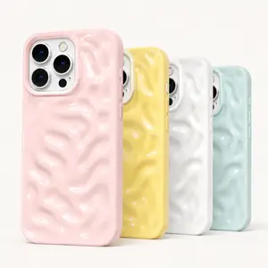 Luxury Fold Pattern Texture Wave Soft Silicone Phone Case for iPhone 17Air 17 16 15 14 13 12 11 Pro Max Candy Shockproof Bumper Cover